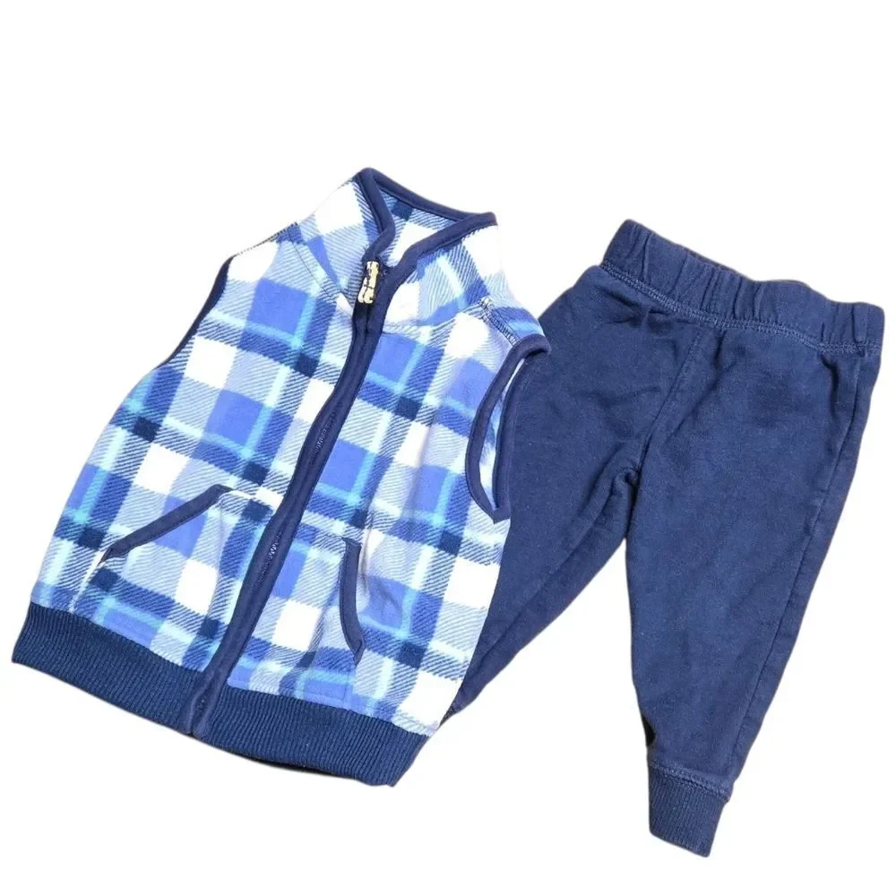 Carter’s 9M Matching Baby Boy Fleece Vest & Sweatpants Set Cozy 2-Piece Outfit